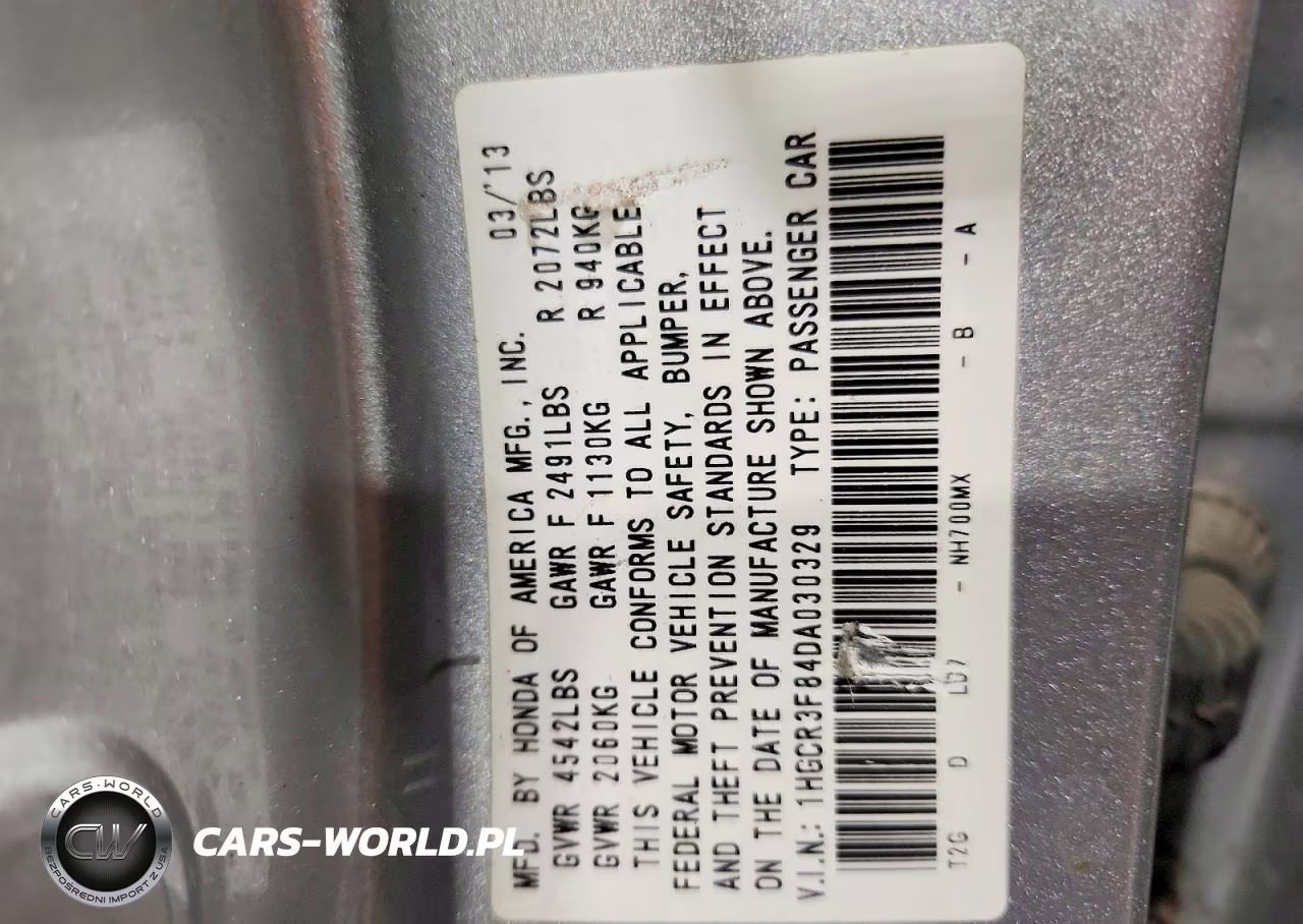 2013 Honda Accord Exl VIN:1HGCR3F84DA030329 - 13