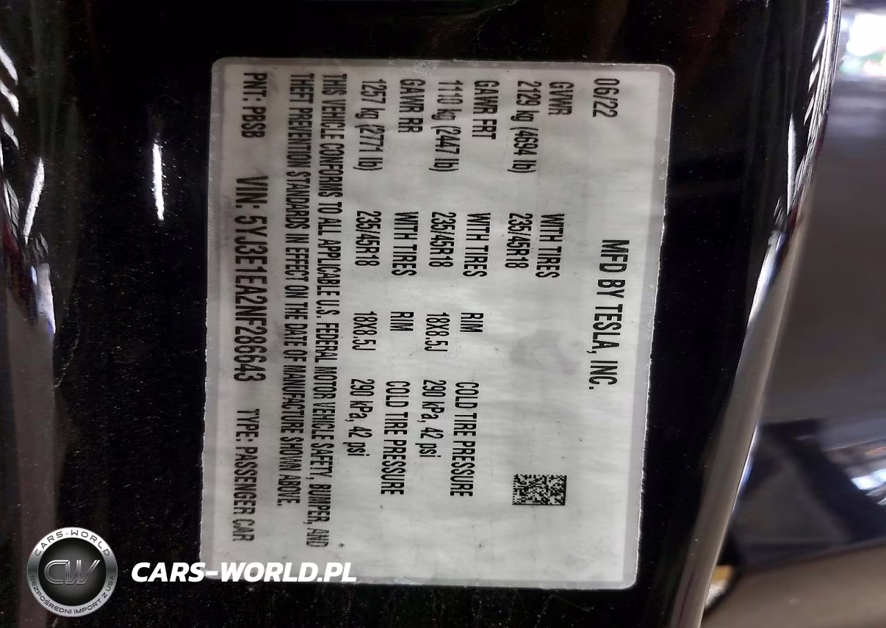 2022 Tesla Model 3 VIN:5YJ3E1EA2NF286643 - 12