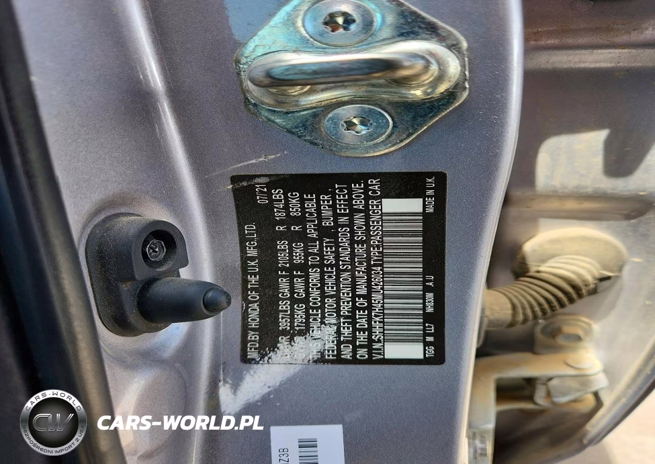 2021 Honda Civic Sport VIN:SHHFK7H45MU426034 - 12