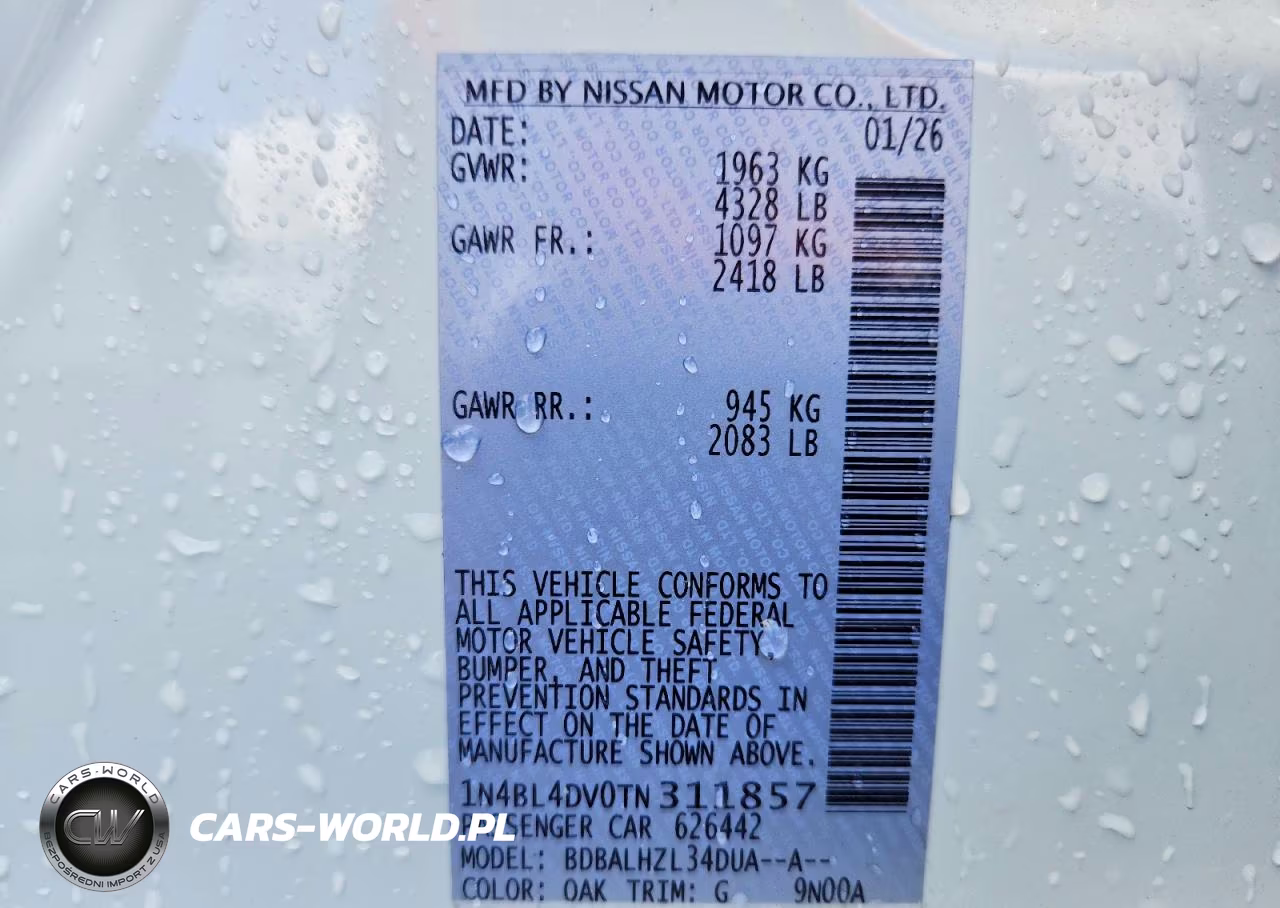 2026 Nissan Altima Sv VIN:1N4BL4DV0TN311857 - 13