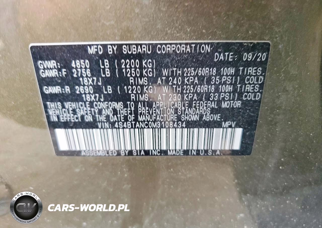 2021 Subaru Outback Limited VIN:4S4BTANC0M3108434 - 13