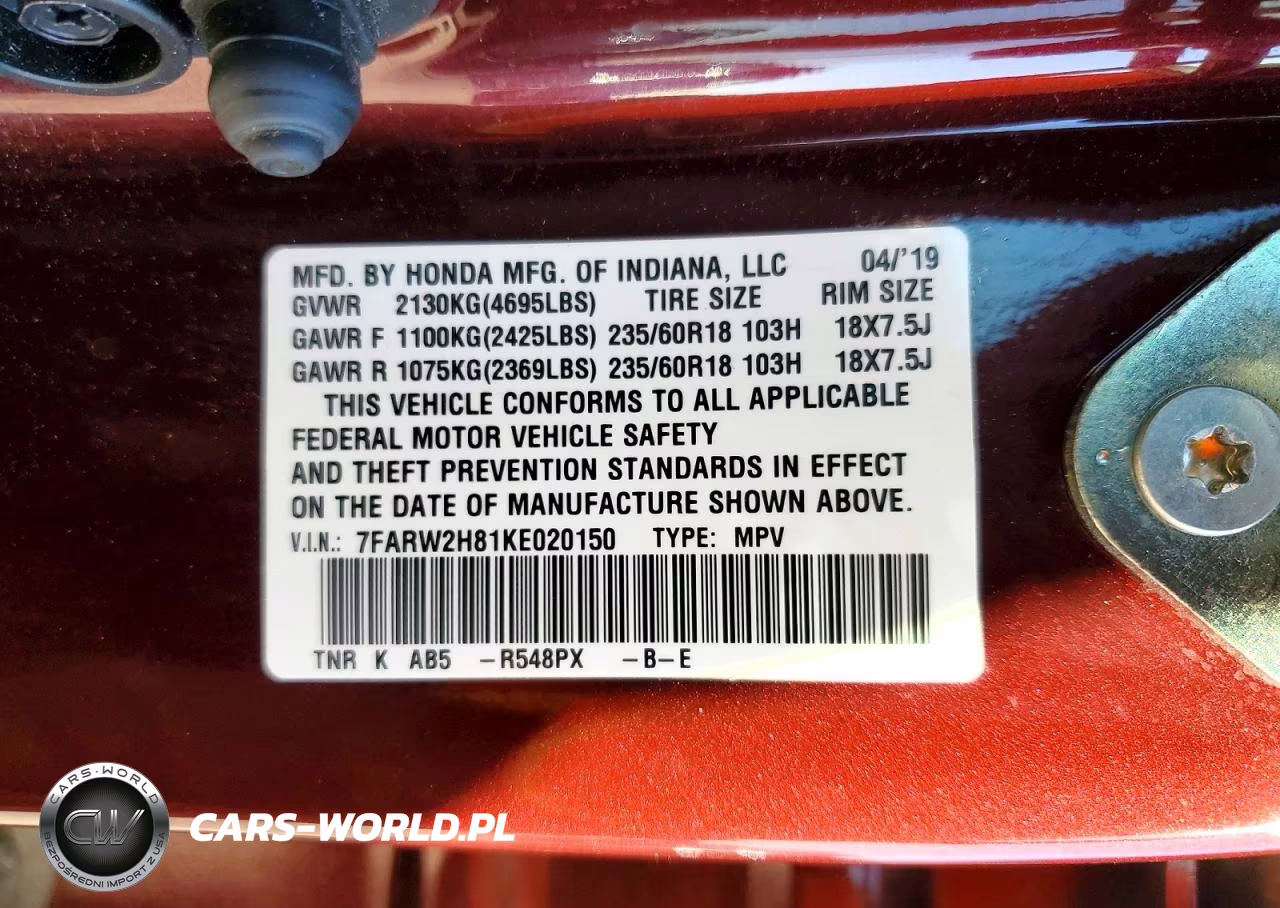2019 Honda Cr-V Exl VIN:7FARW2H81KE020150 - 14
