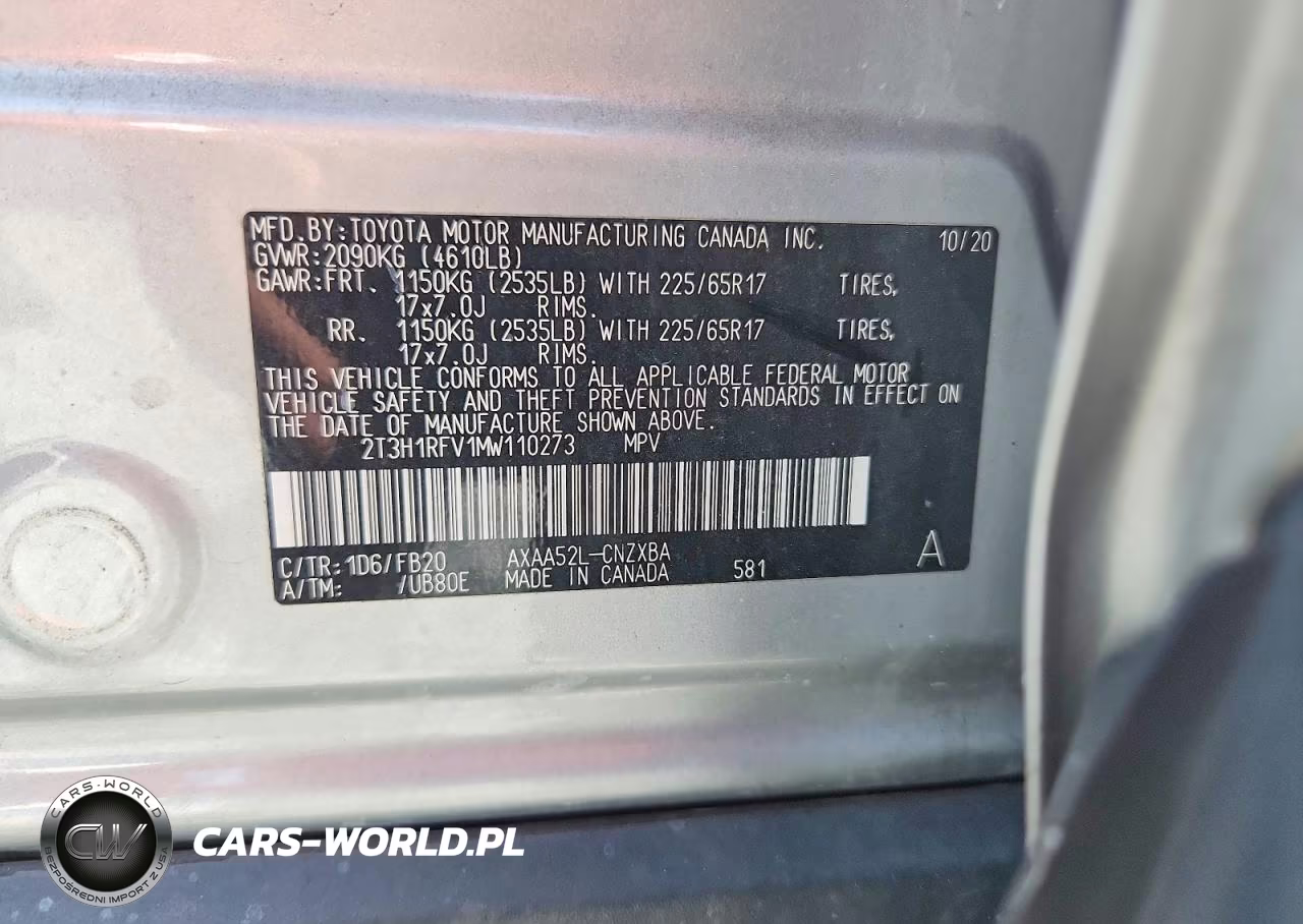2021 Toyota Rav4 Le VIN:2T3H1RFV1MW110273 - 13