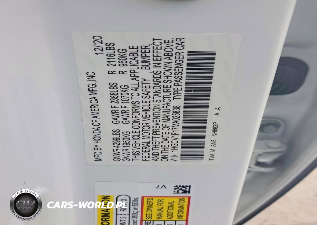 2021 Honda Accord Lx VIN:1HGCV1F17MA025838 - 12