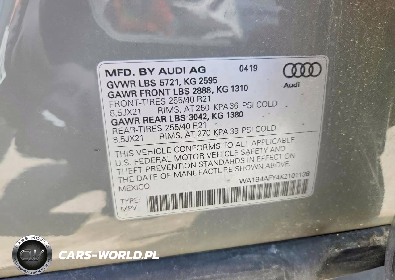 2019 Audi Sq5 Premium Plus VIN:WA1B4AFY4K2101138 - 13