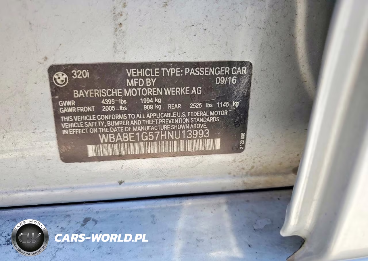 2017 BMW 320 I VIN:WBA8E1G57HNU13993 - 12