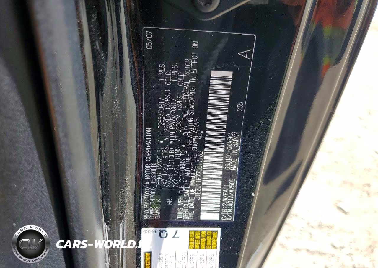2007 Toyota Fj Cruiser Base VIN:JTEZU11F770017162 - 13
