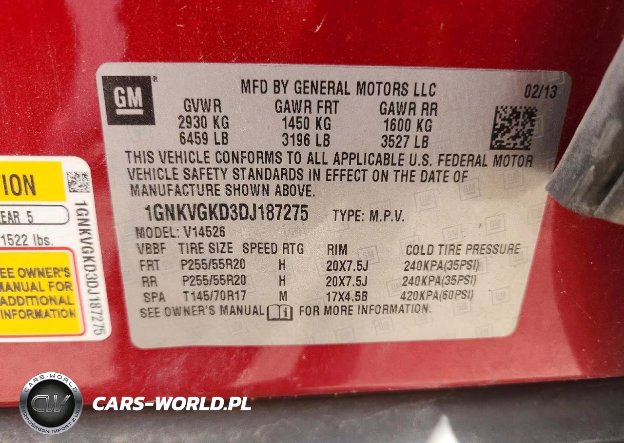 2013 Chevrolet Traverse Lt VIN:1GNKVGKD3DJ187275 - 13