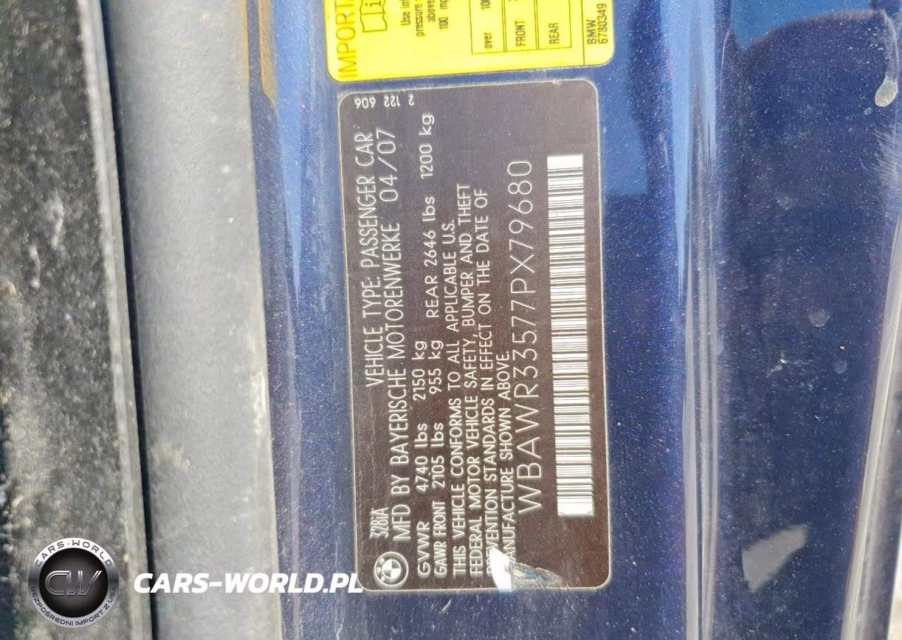 2007 BMW 328 I Sulev VIN:WBAWR33577PX79680 - 12