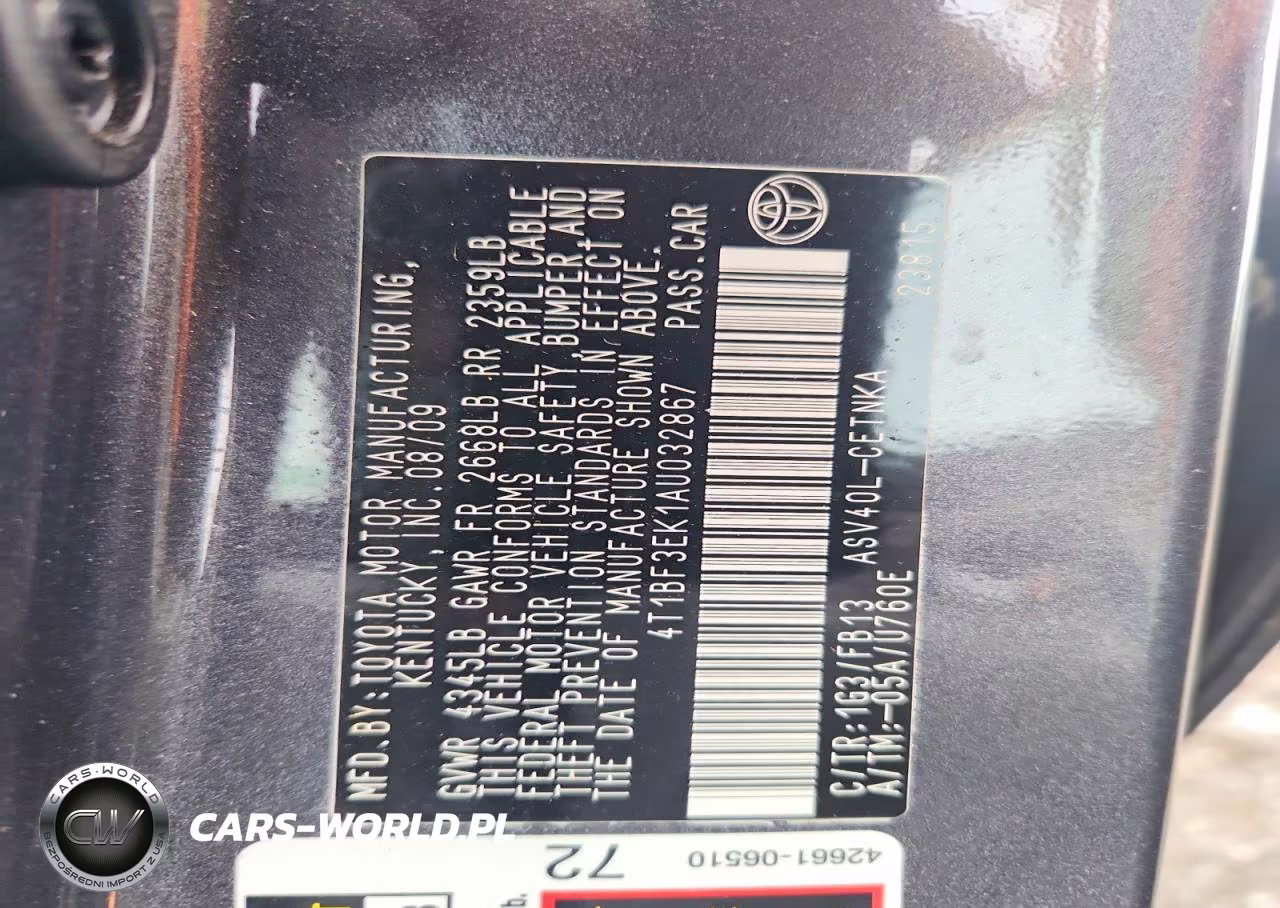 2010 Toyota Camry Le VIN:4T1BF3EK1AU032867 - 12