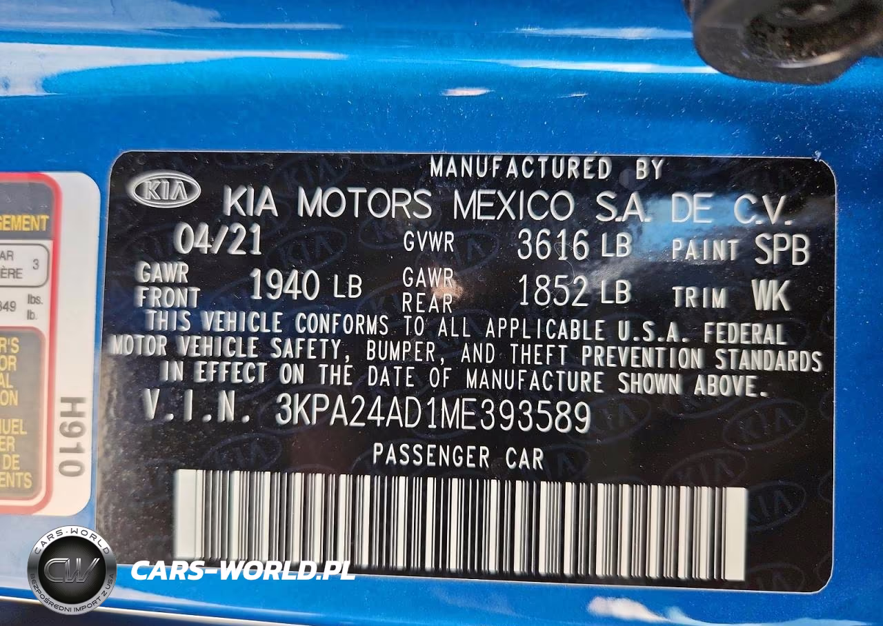 2021 Kia Rio S VIN:3KPA24AD1ME393589 - 12