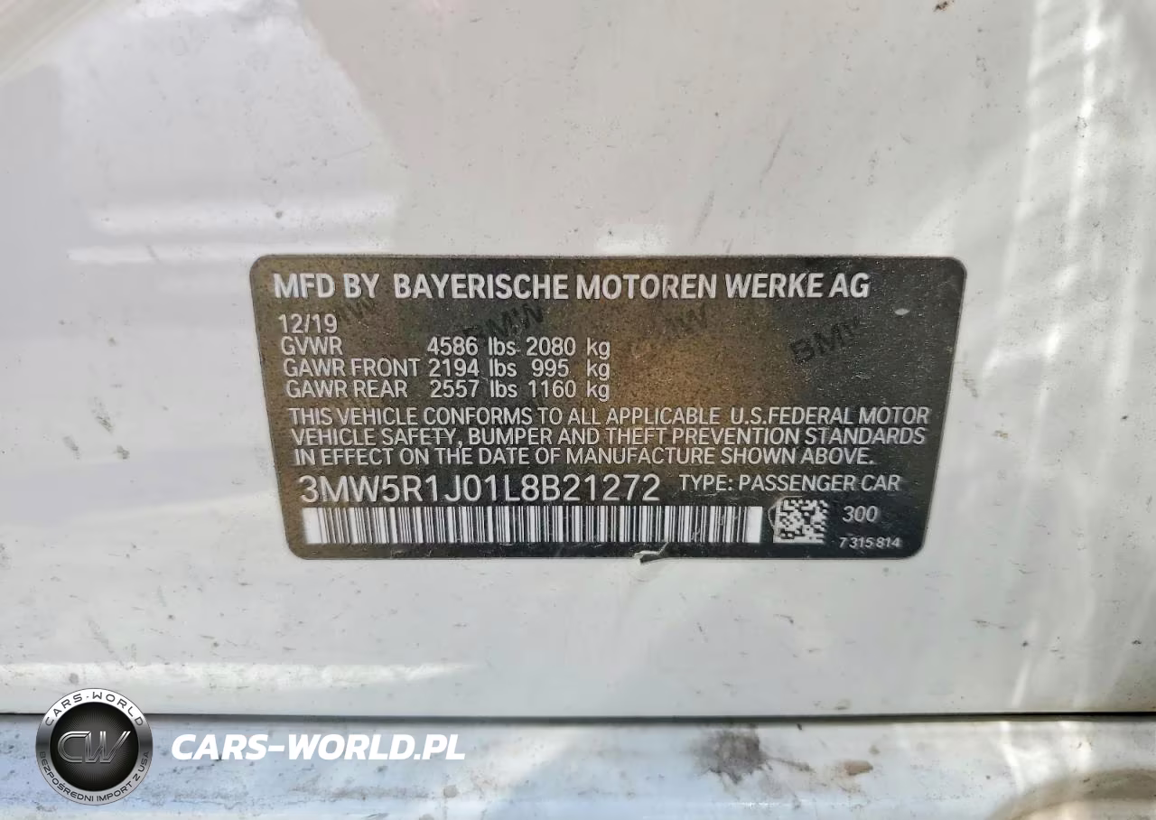 2020 BMW 330I VIN:3MW5R1J01L8B21272 - 12