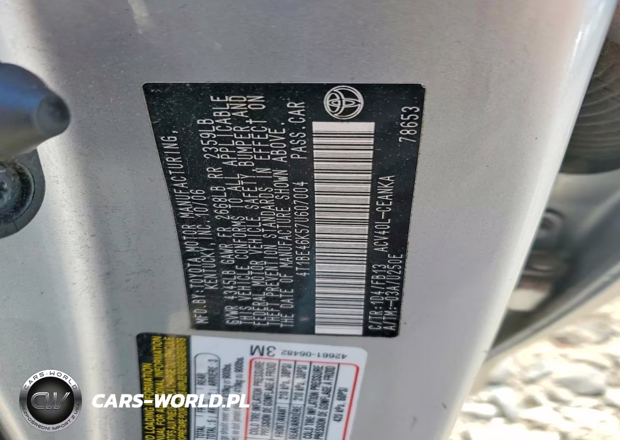 2007 Toyota Camry Le VIN:4T1BE46K57U607004 - 12
