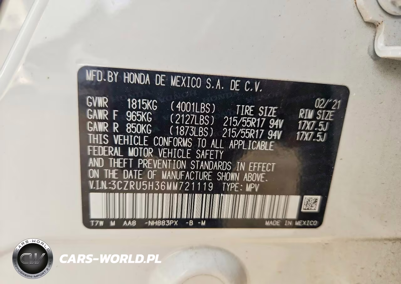 2021 Honda Hr-V Lx VIN:3CZRU5H36MM721119 - 14