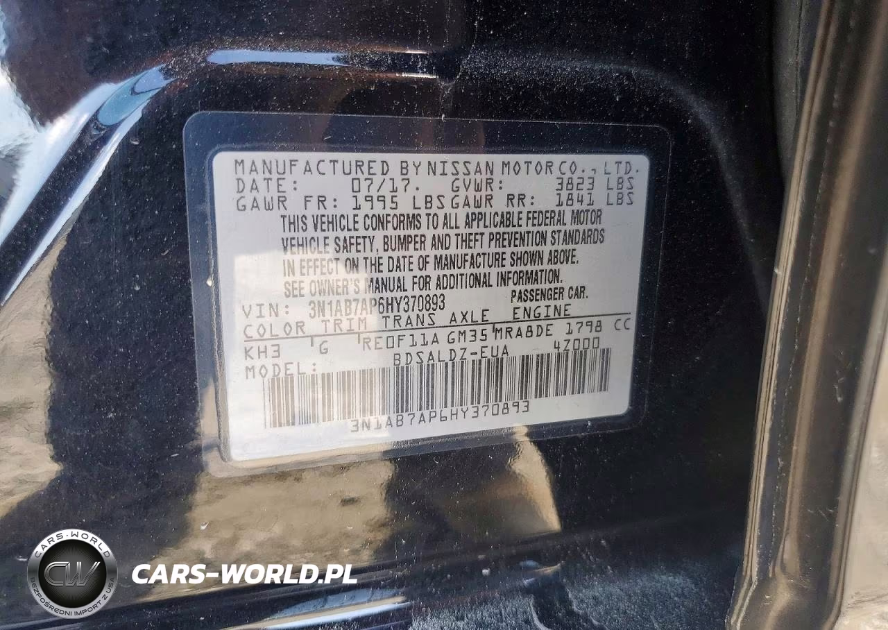 2017 Nissan Sentra Sv VIN:3N1AB7AP6HY370893 - 12