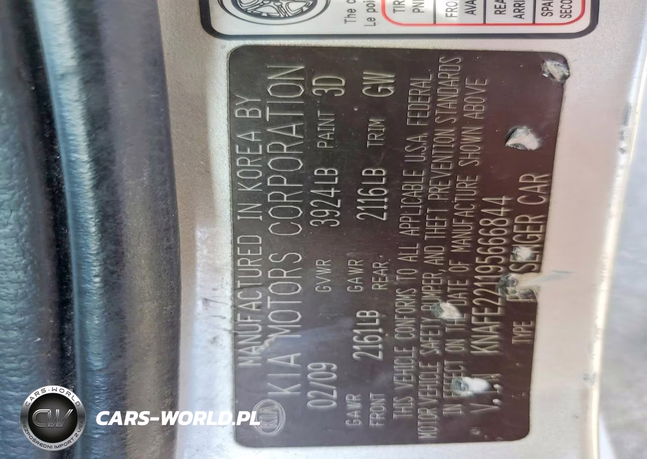 2009 Kia Spectra Lx VIN:KNAFE221195666844 - 12