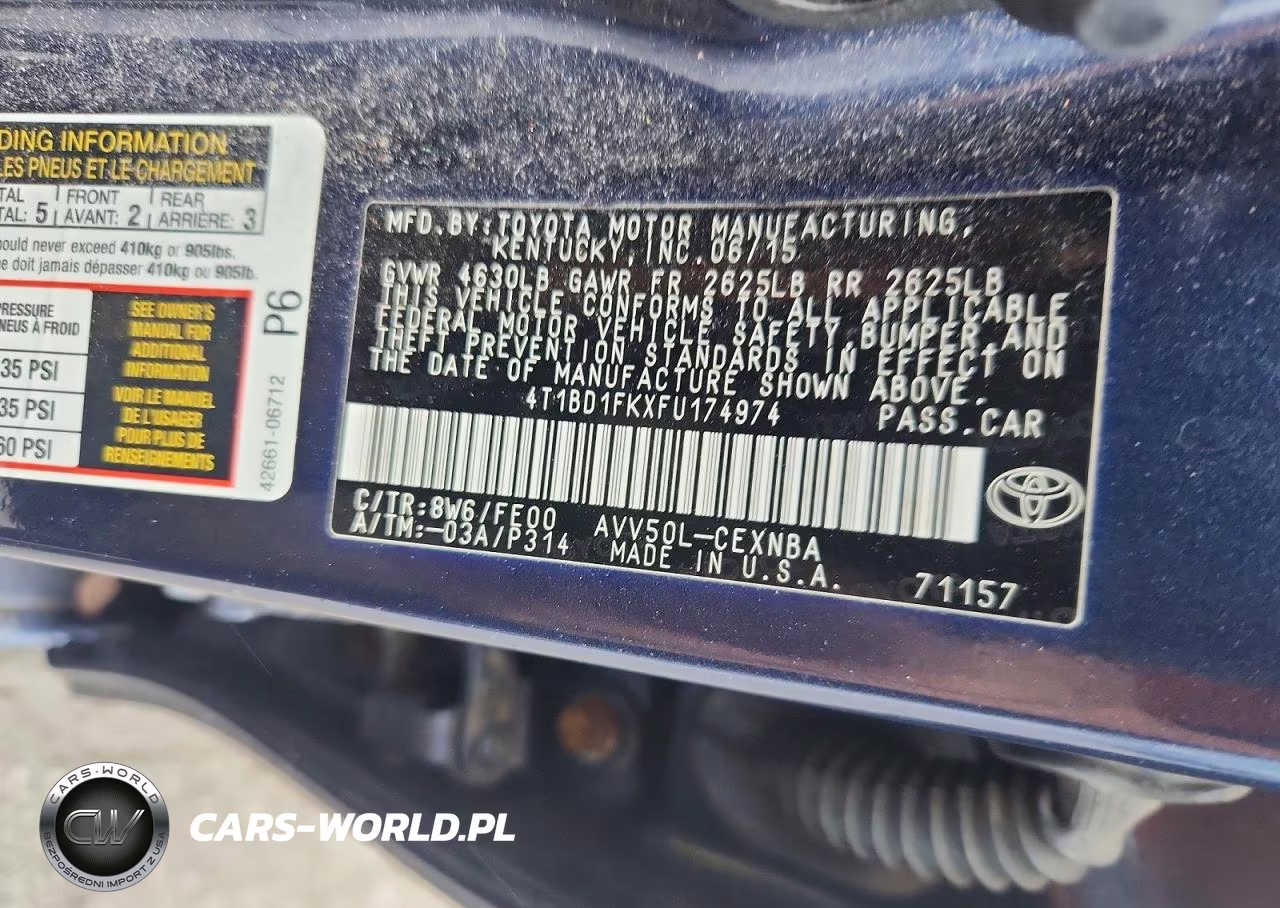 2015 Toyota Camry Hybrid Le VIN:4T1BD1FKXFU174974 - 12
