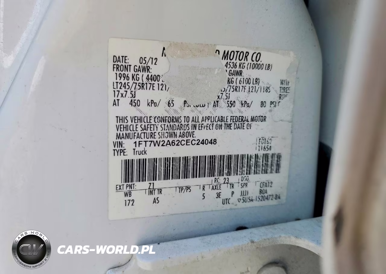 2012 Ford F250 Super Duty VIN:1FT7W2A62CEC24048 - 12