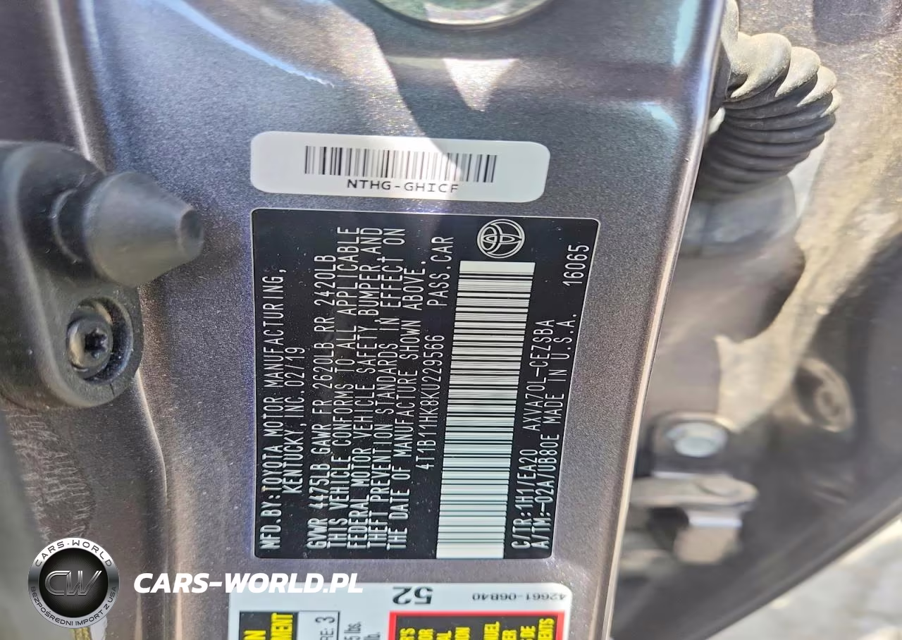 2019 Toyota Camry Se VIN:4T1B11HK8KU229566 - 12