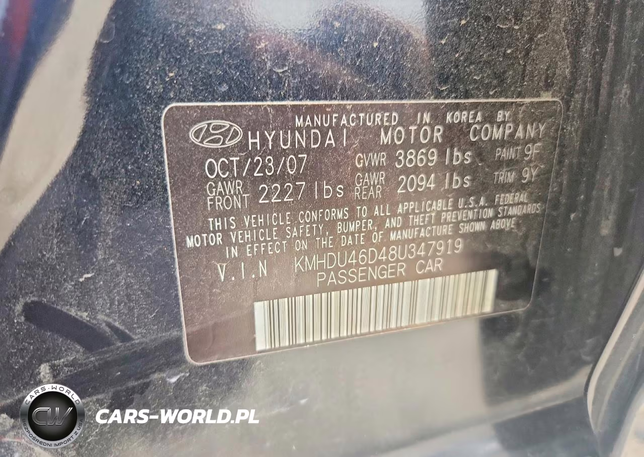 2008 Hyundai Elantra Gls VIN:KMHDU46D48U347919 - 12