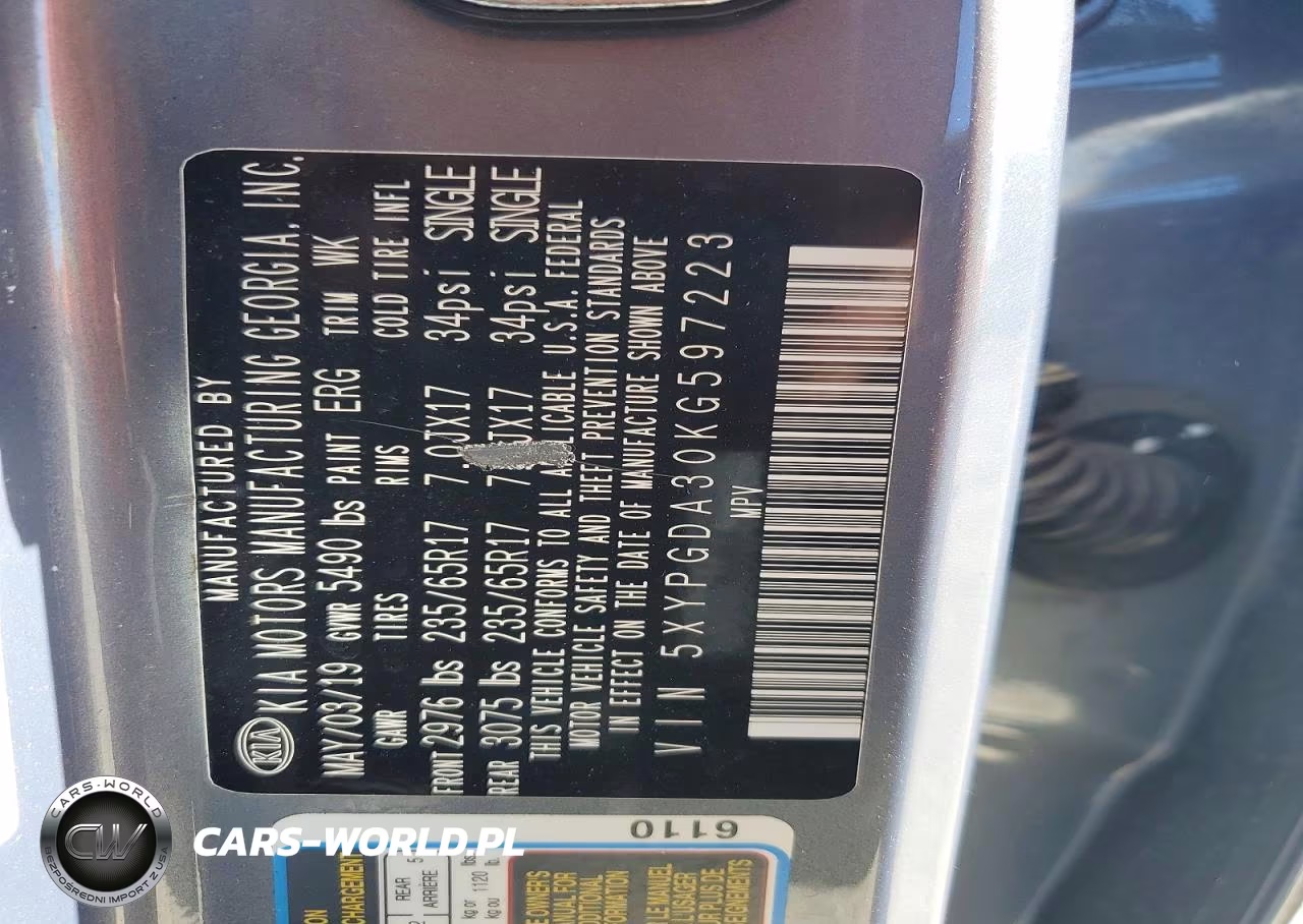 2019 Kia Sorento VIN:5XYPGDA30KG597223 - 14