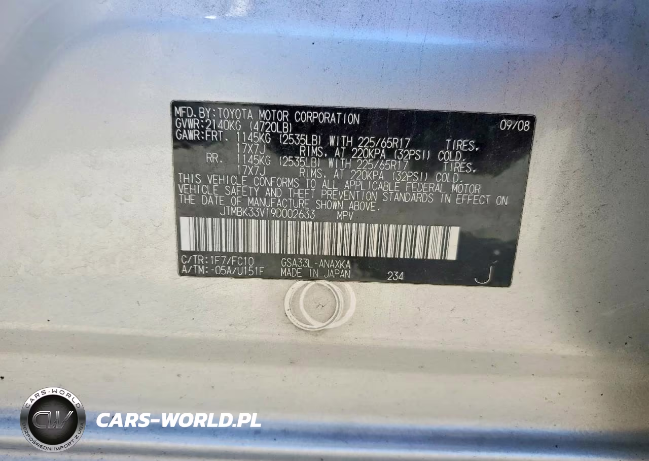 2009 Toyota Rav4 Base VIN:JTMBK33V19D002633 - 12