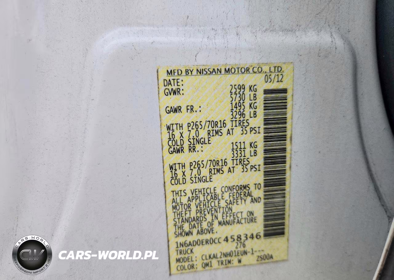 2012 Nissan Frontier S VIN:1N6AD0ER0CC458346 - 13