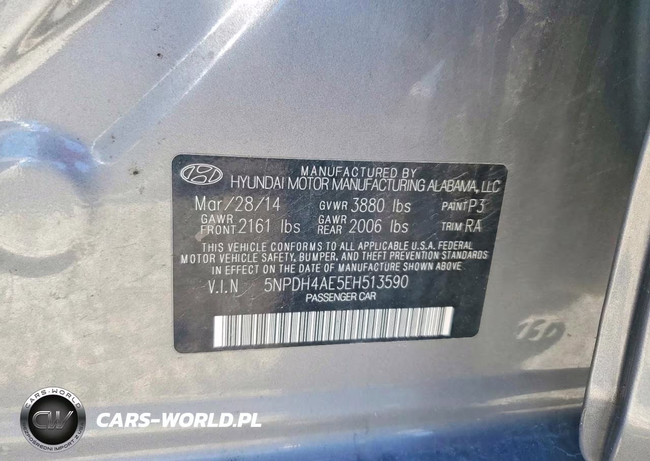 2014 Hyundai Elantra Se VIN:5NPDH4AE5EH513590 - 12