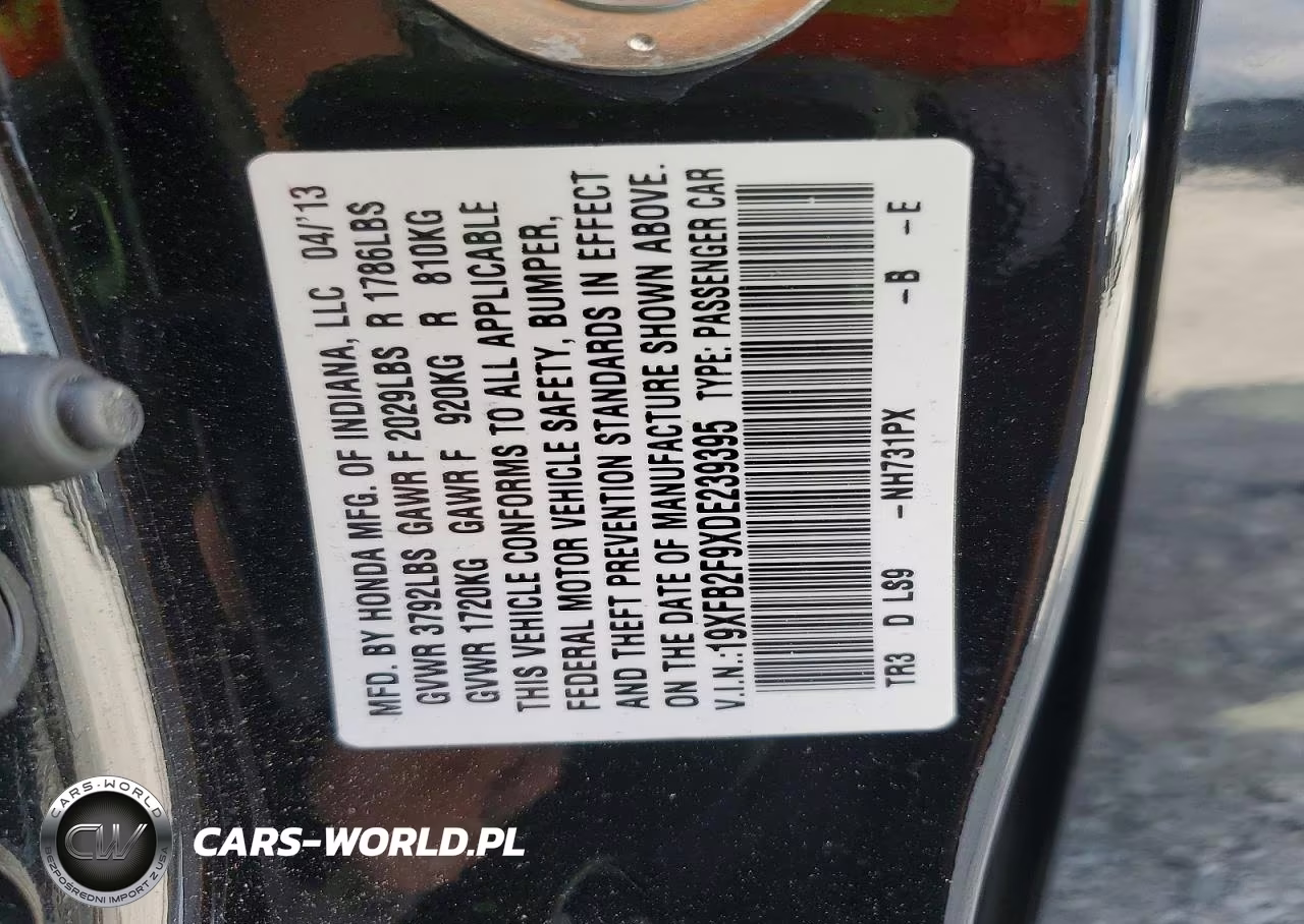 2013 Honda Civic Exl VIN:19XFB2F9XDE239395 - 12