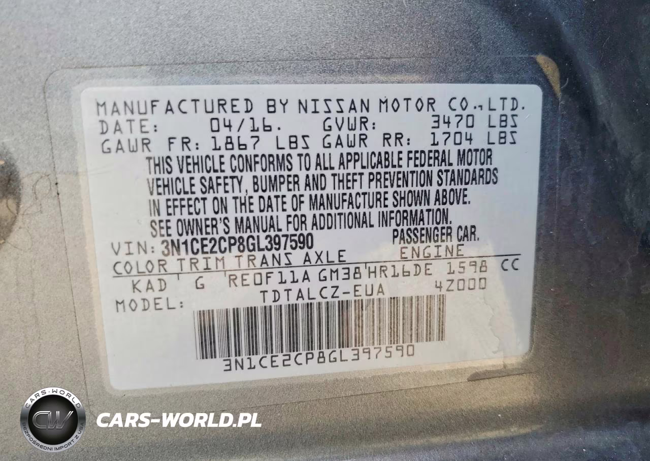 2016 Nissan Versa Note S Plus VIN:3N1CE2CP8GL397590 - 12