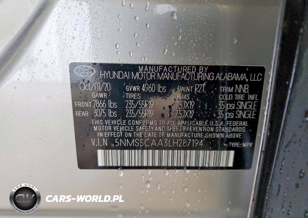 2020 Hyundai Santa Fe Limited 2.0T VIN:5NMS5CAA3LH287194 - 14