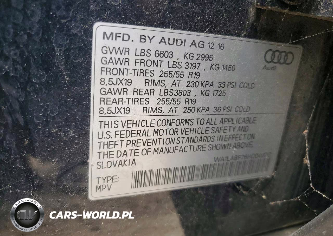 2017 Audi Q7 Premium Plus VIN:WA1LABF76HD040012 - 13
