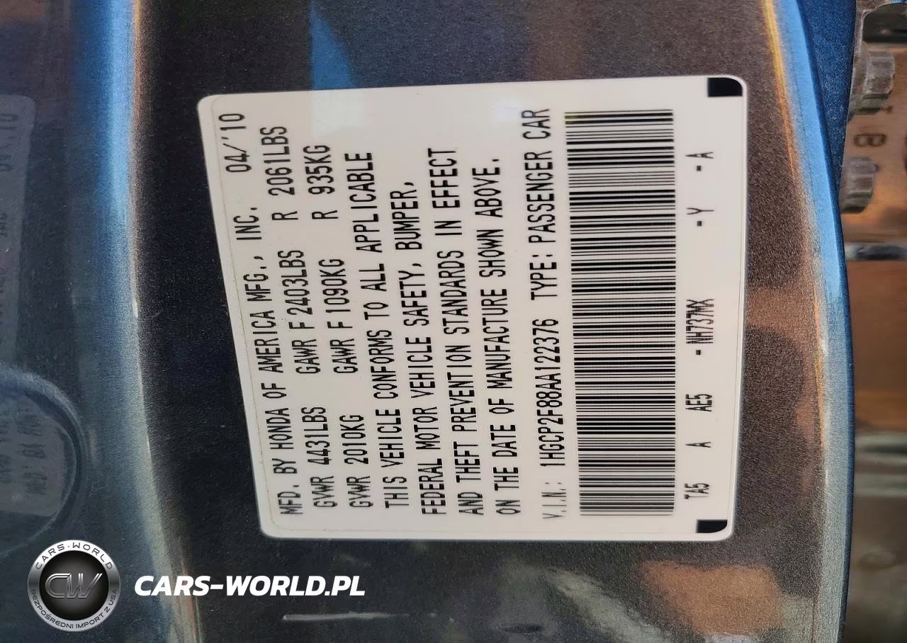2010 Honda Accord Exl VIN:1HGCP2F88AA122376 - 12