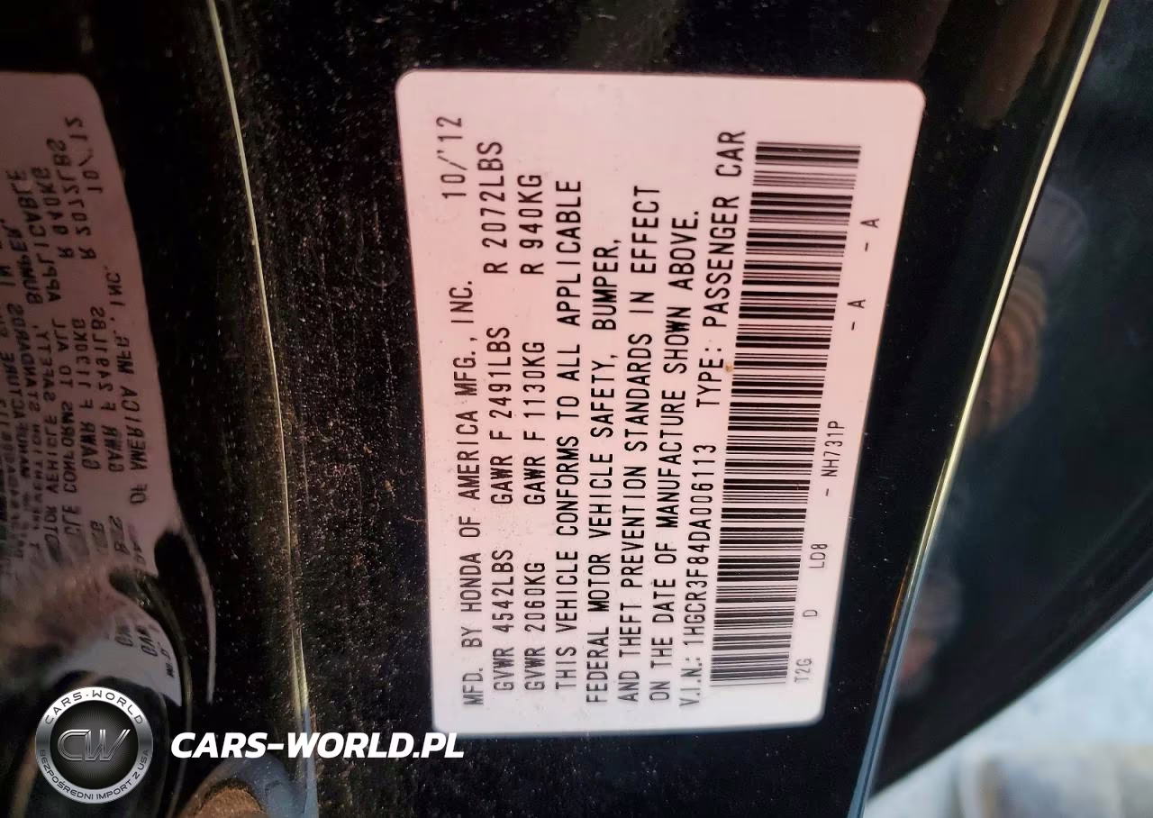 2013 Honda Accord Exl VIN:1HGCR3F84DA006113 - 12