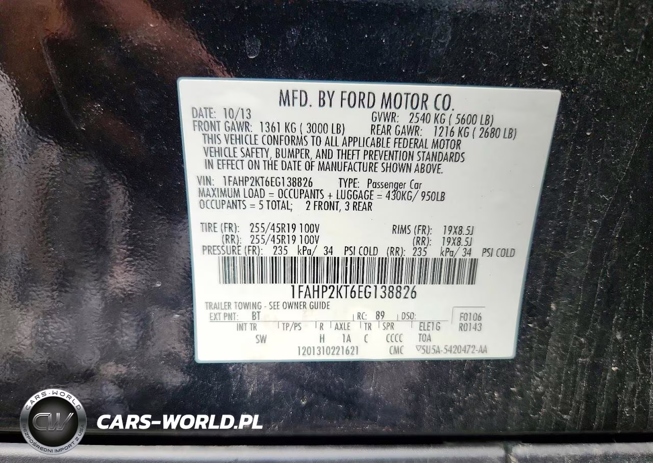 2014 Ford Taurus Sho VIN:1FAHP2KT6EG138826 - 12