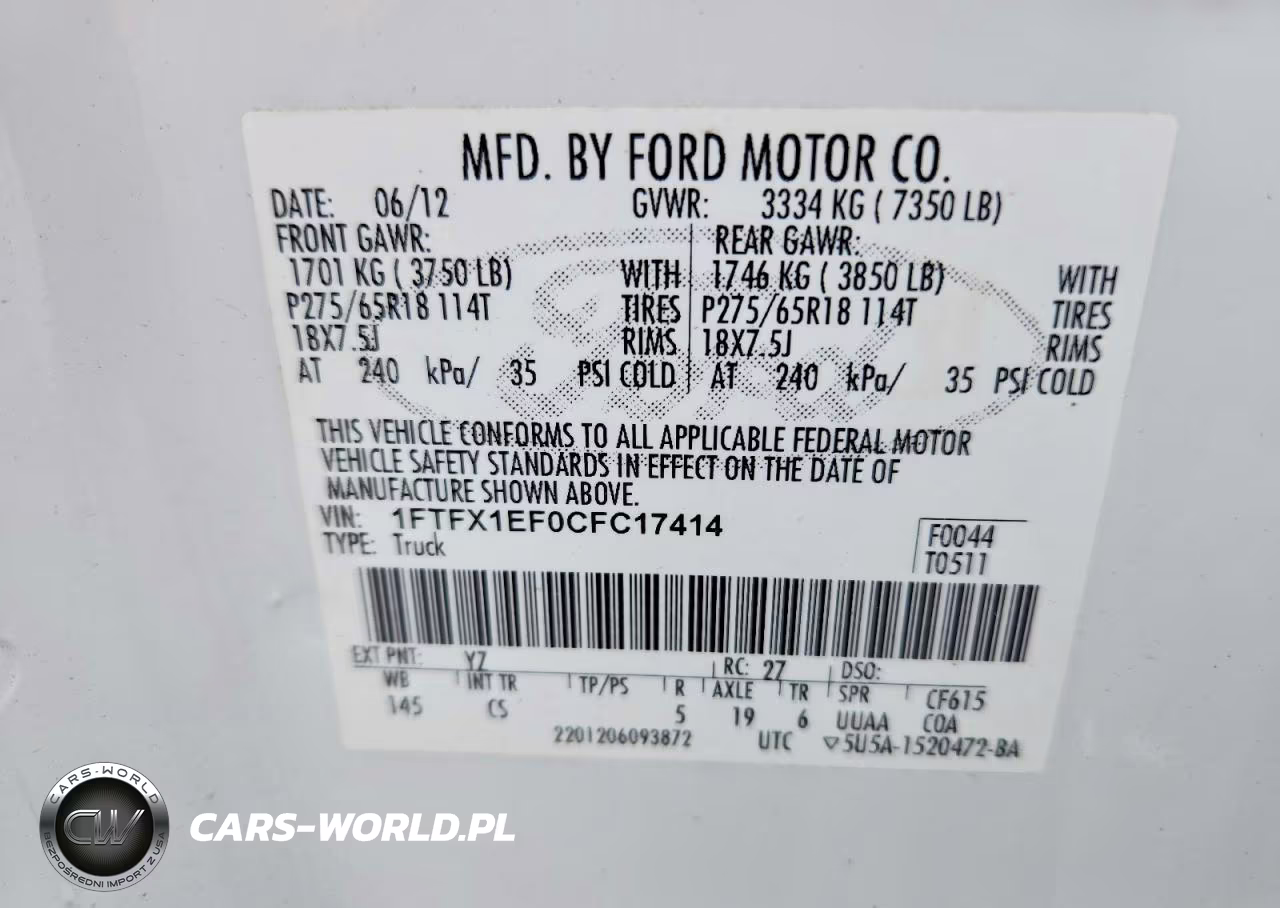 2012 Ford F150 Super Cab VIN:1FTFX1EF0CFC17414 - 12