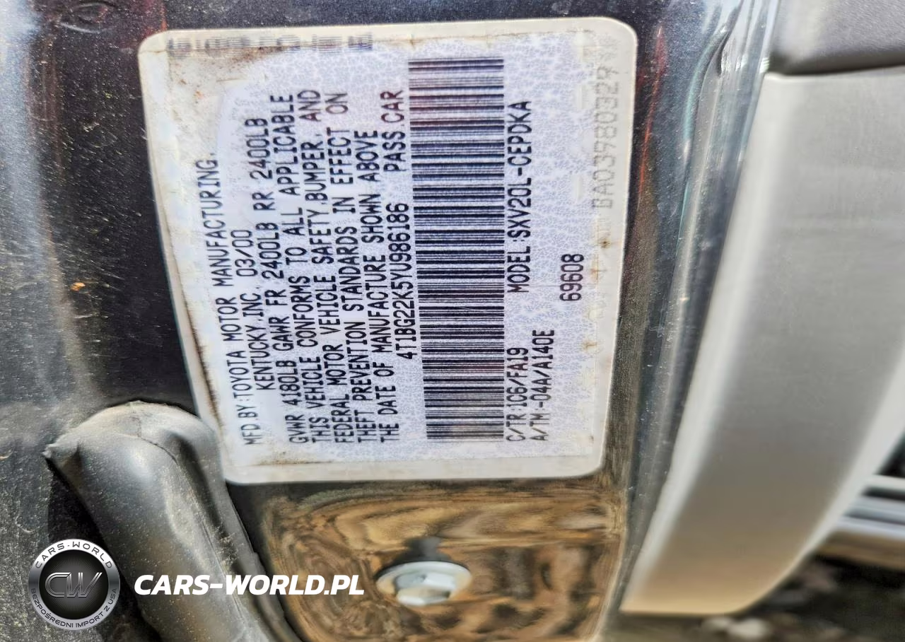 2000 Toyota Camry Ce VIN:4T1BG22K5YU986186 - 12