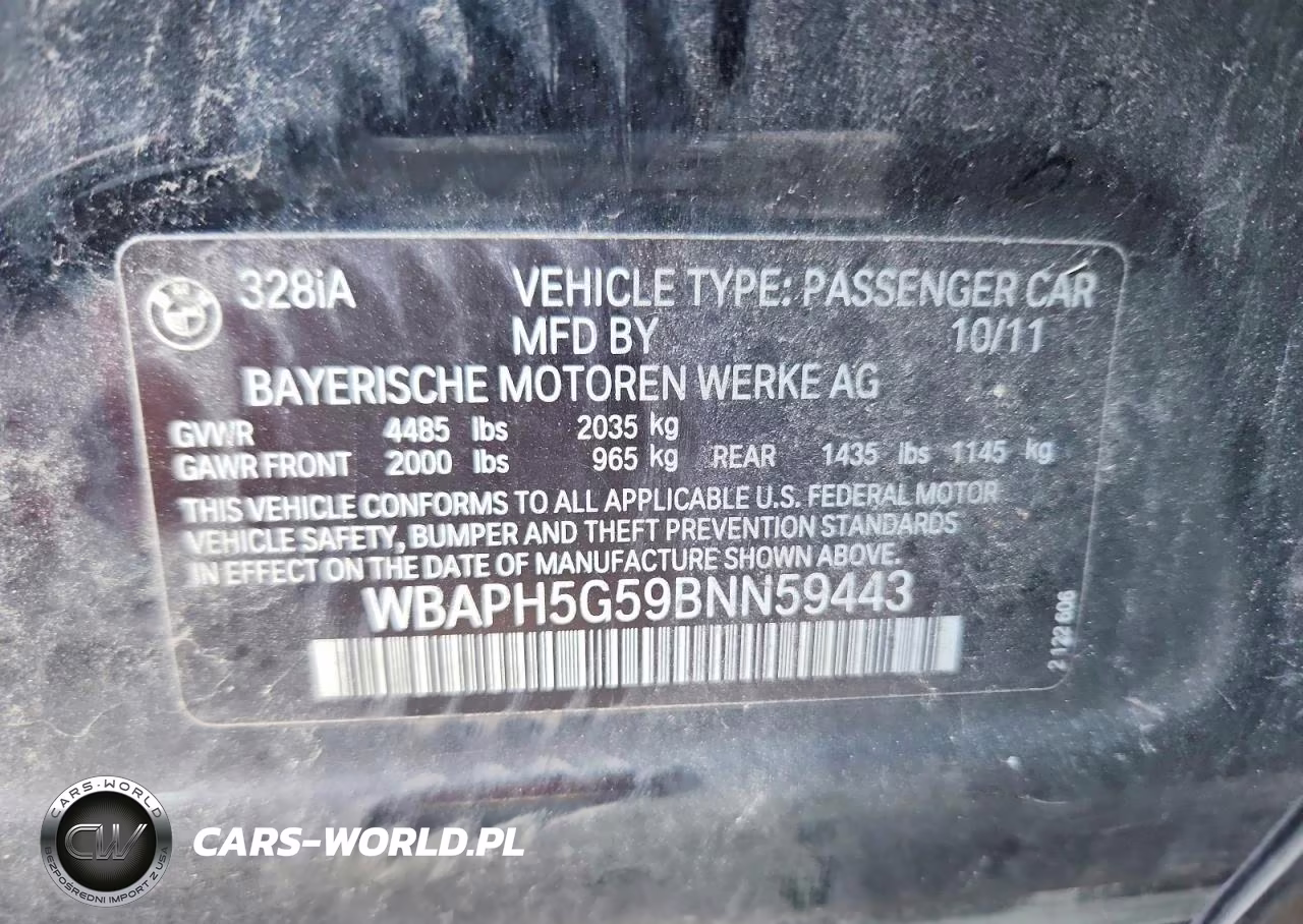 2011 BMW 328 VIN:WBAPH5G59BNN59443 - 12
