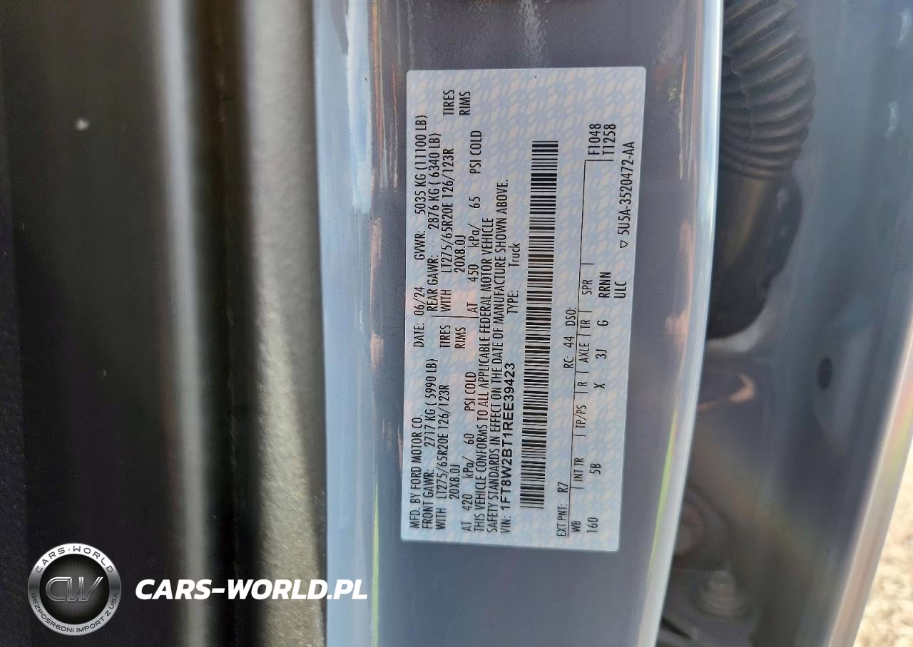 2024 Ford F250 Super Duty VIN:1FT8W2BT1REE39423 - 13