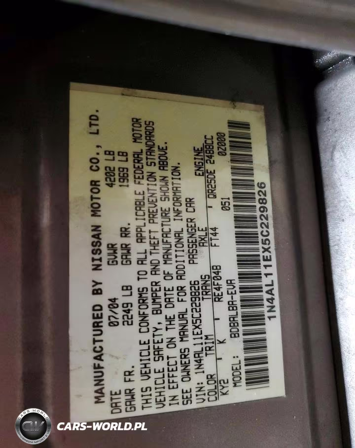 2005 Nissan Altima 2.5 VIN:1N4AL11EX5C229826 - 12