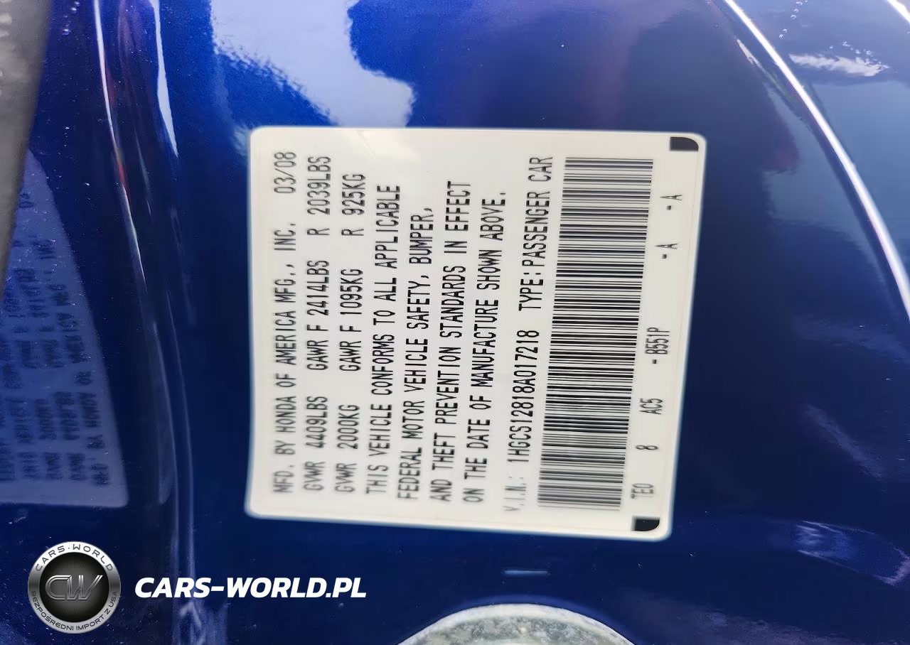 2008 Honda Accord Exl VIN:1HGCS12818A017218 - 13