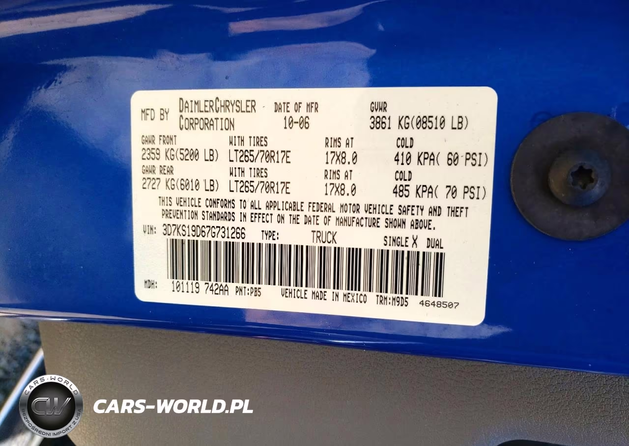 2007 Dodge Ram 1500 VIN:3D7KS19D67G731266 - 12