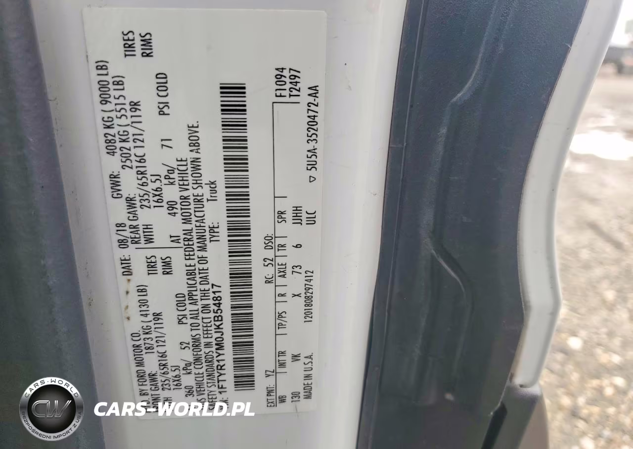 2018 Ford Transit T-250 VIN:1FTYR1YM0JKB54817 - 13