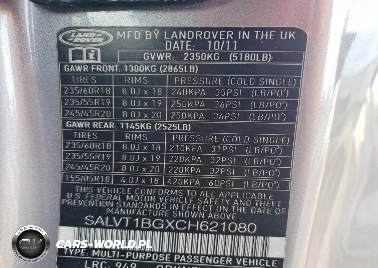 2012 Land Rover Range Rover Evoque Dynamic Premium VIN:SALVT1BGXCH621080 - 13