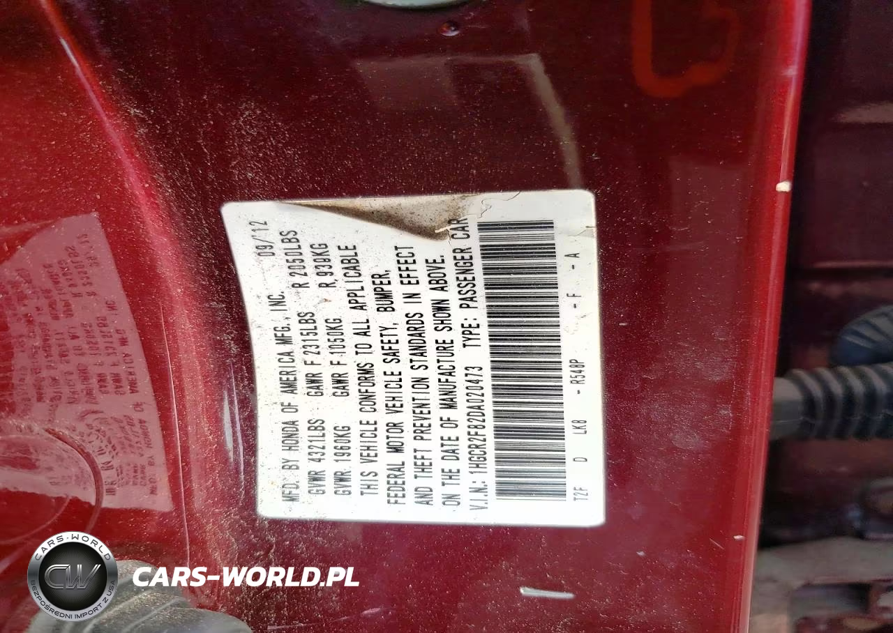 2013 Honda Accord Exl VIN:1HGCR2F82DA020473 - 12