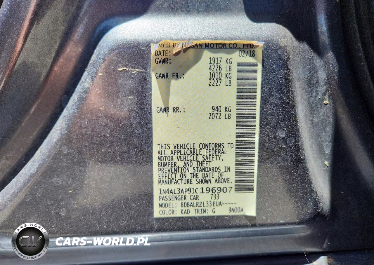 2018 Nissan Altima 2.5 Sl VIN:1N4AL3AP9JC196907 - 13