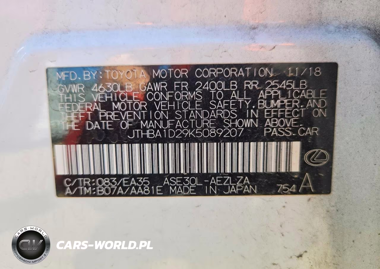 2019 Lexus Is 300 VIN:JTHBA1D29K5089207 - 12