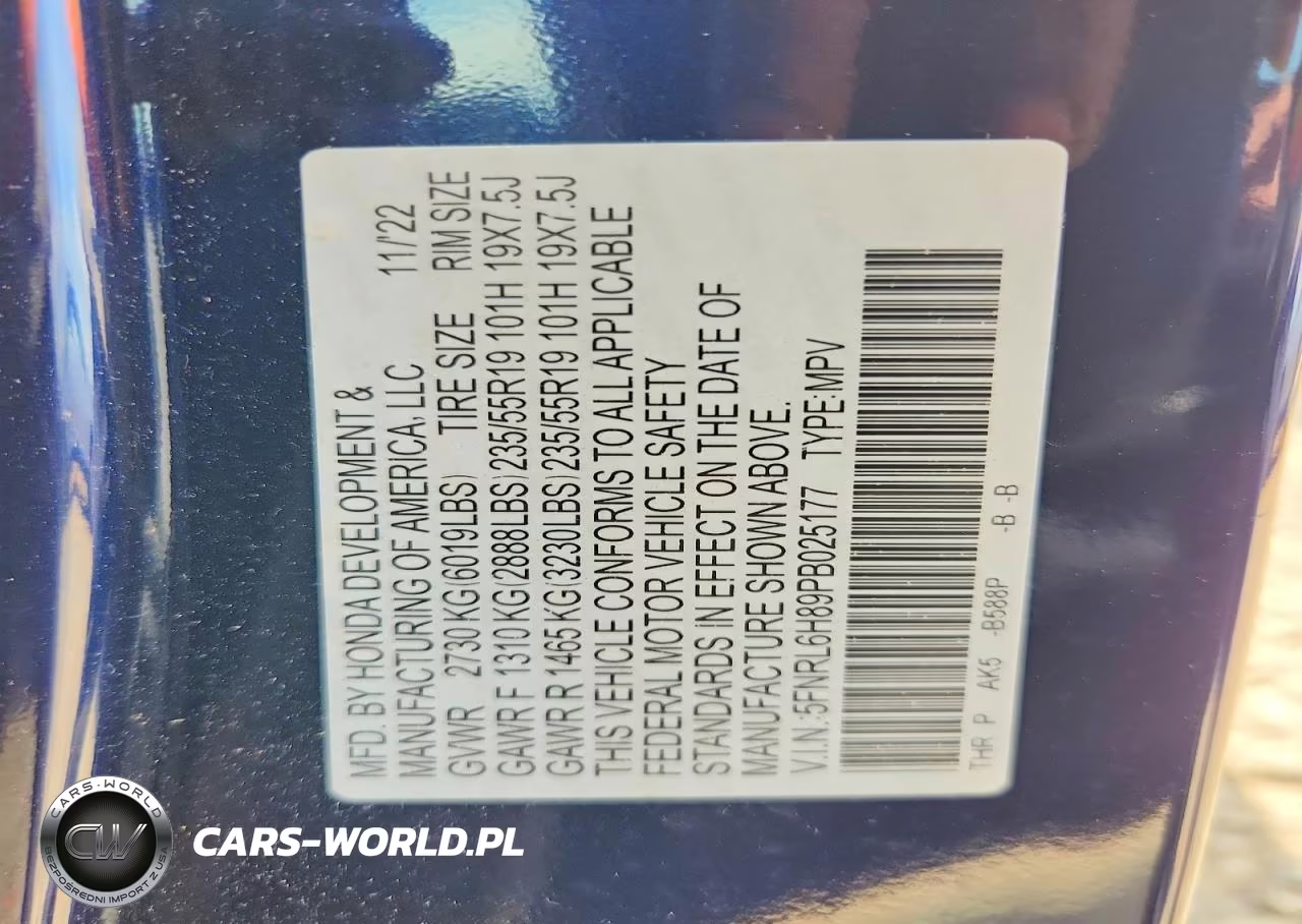 2023 Honda Odyssey Touring VIN:5FNRL6H89PB025177 - 13
