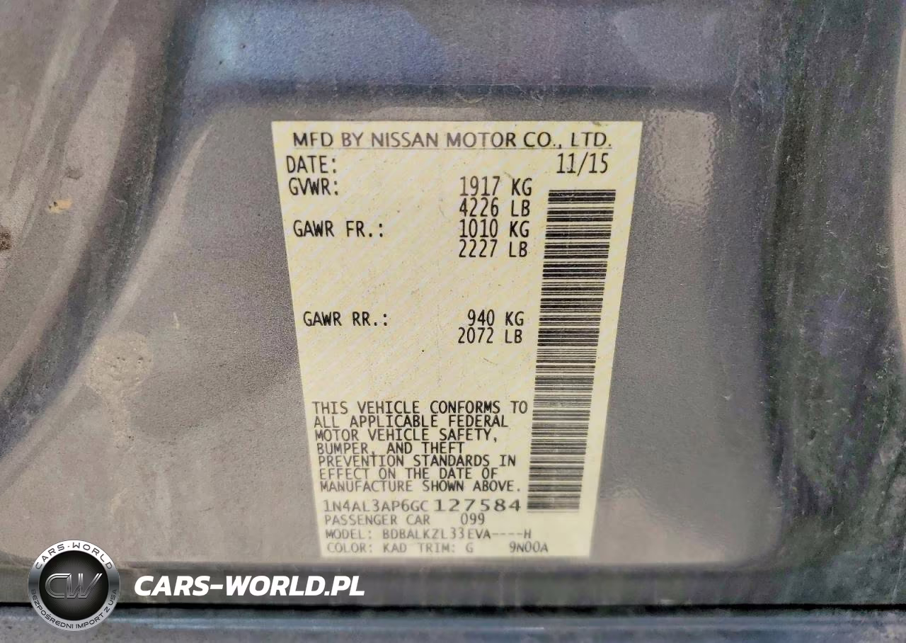 2016 Nissan Altima 2.5 Sv VIN:1N4AL3AP6GC127584 - 12