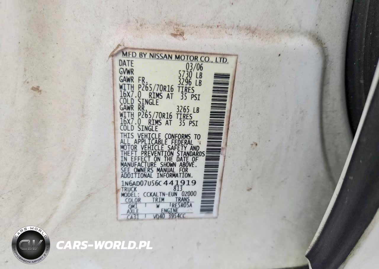 2006 Nissan Frontier Se VIN:1N6AD07U56C441919 - 12